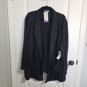 DEX Black Lapel Open Cardigan with Pockets